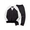 Round Neck Color Block Spliced ​​Plus Size Long Sleeve Men 's  Sport Suit (Sweatshirt + pantalon) - Noir 5XL