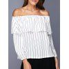 Trendy Off The Shoulder Flounce Striped femmes s 'Blouse - Blanc S