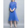 Circuler Imprimer Floral bouton Slant Dress - Bleu 2XL