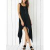 Scoop Neck Solid Color Asymétrique Robe - Noir M