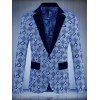 s 'Long Sleeve Blazer imprimé One-Button géométrique Lapel Men - Bleu 5XL
