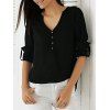 Sleeve réglable boutonnée High Low Hem Blouse - Noir S