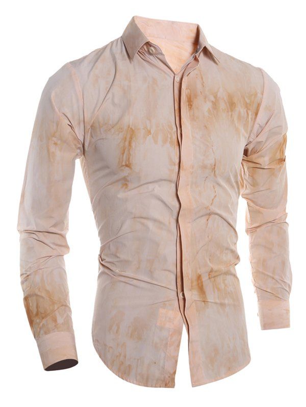 

Tie Dye Turn-down Collar Men's Long Sleeve Shirt, Yellow