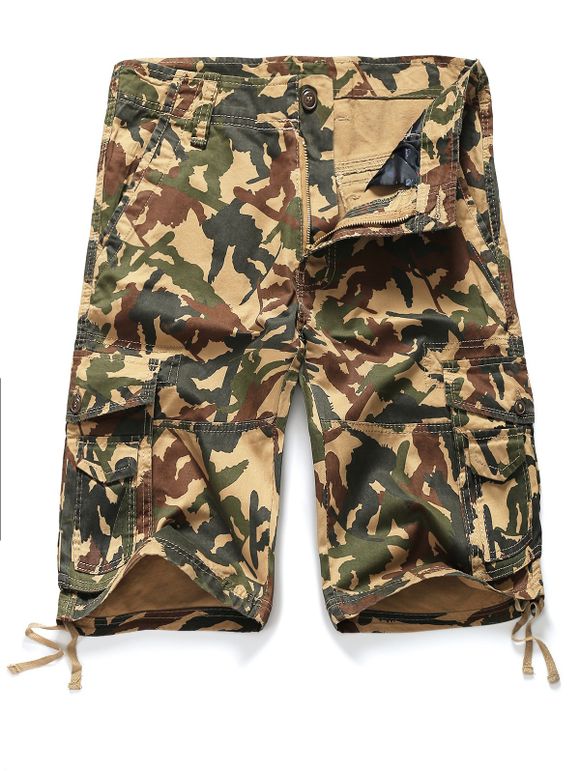Jambe droite Camouflage Motif poches Zipper Fly embellies Shorts Men 's - Camouflage 3XL