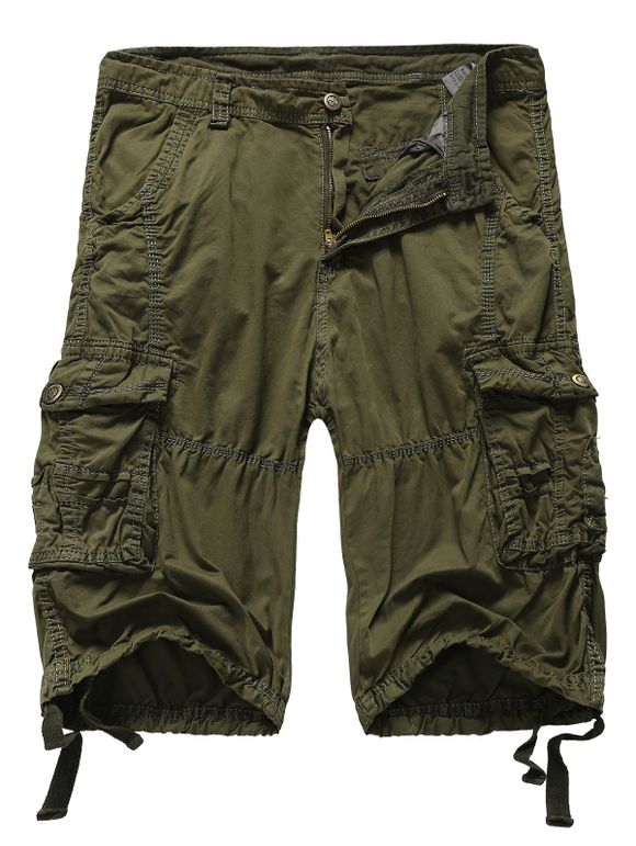 Hétéro poches Jambe Zipper Fly embellies Shorts Men 's - Vert Armée XL