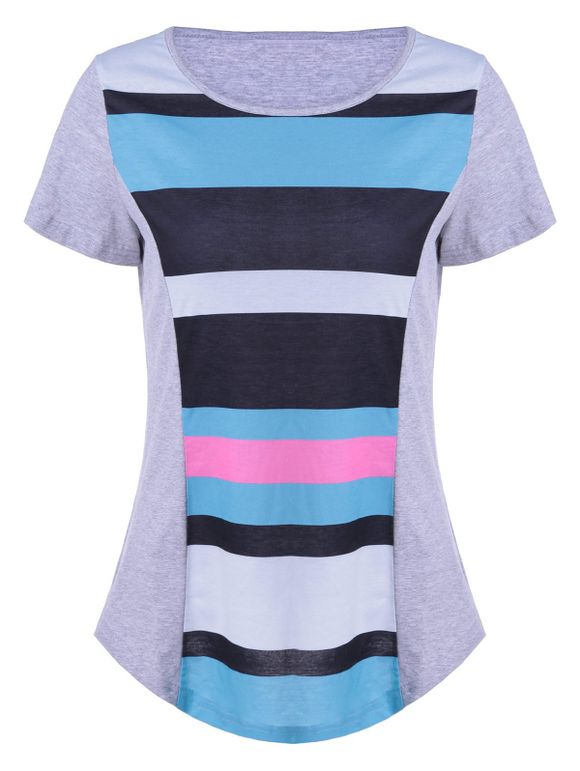 Casual Color Block Comfy T-shirt - multicolore XL