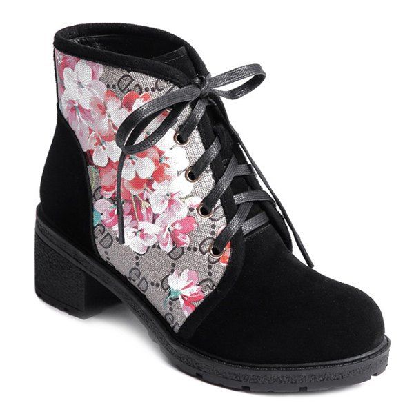 [41% OFF] 2021 Stylish Floral Print And Chunky Heel Design Women's ...