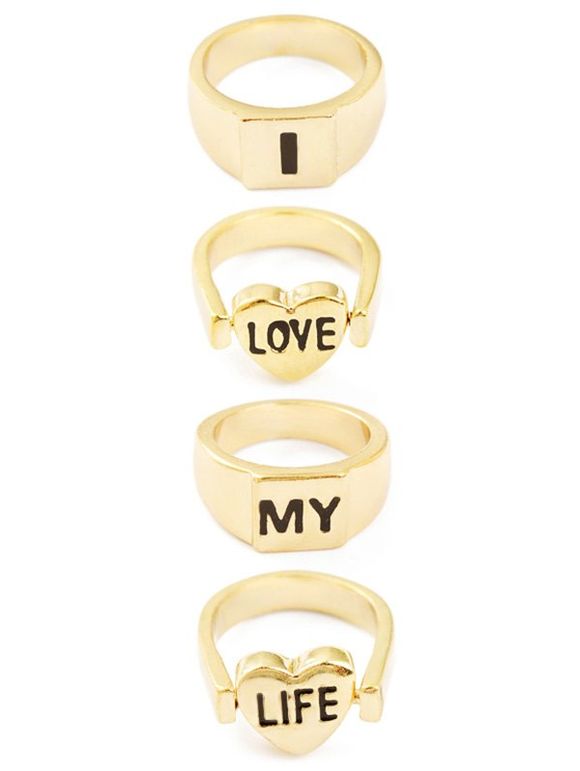 Lettres Vintage I Love My Life Rings - d'or ONE-SIZE