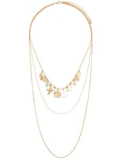Graceful Blossom Feuille Collier Layered - d'or 
