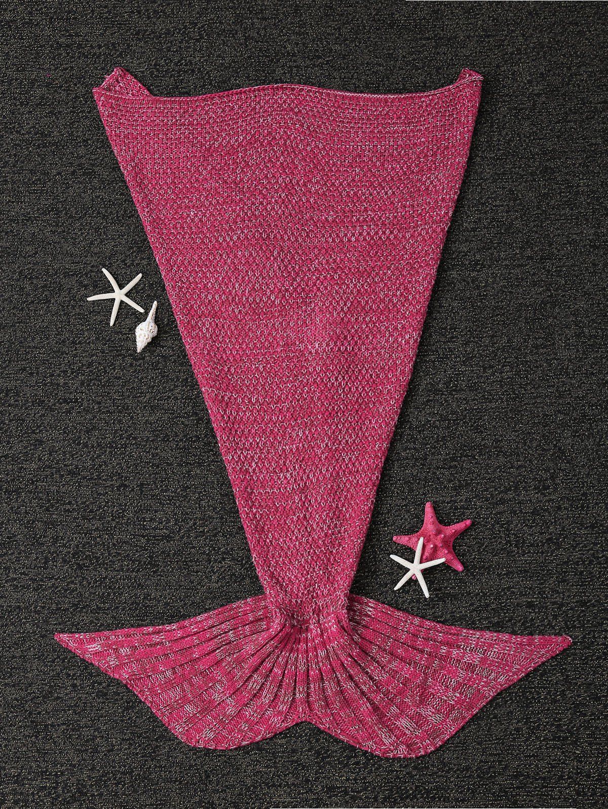 

High Quality Yarn Knitted Sleeping Bags Mermaid Tail Shape Blanket, Red