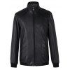 Brief stand Collar manches longues Pure Color Leather Jacket For Men - Noir 3XL