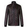 Brief stand Collar manches longues Pure Color Leather Jacket For Men - Chocolat 2XL