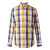 Turn-Down Collar Long Sleeves Classic Plaid Shirt For Men - Bleu et Jaune 2XL
