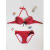 Striped Chic perlé Ensemble bikini pour les femmes - Rouge L