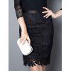 Mini Lace Bodycon Skirt - BLACK M