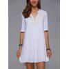 Lace Insert Mini Tunic Dress - WHITE S
