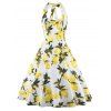 Robe Vintage Imprimée Citron pour Femme - Jaune M