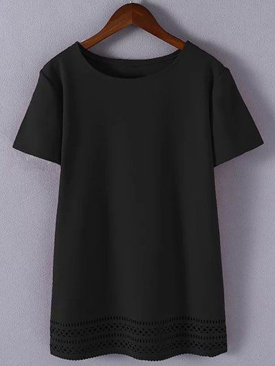 T-shirt Ajouré Grande Taille - Noir XL