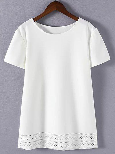 T-shirt Ajouré Grande Taille - Blanc XL