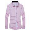 Col rabattu Pure Color Long Sleeve Men  's Shirt - Rose M