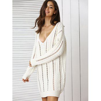 sweater sleeve dress plunge crochet neck stunning