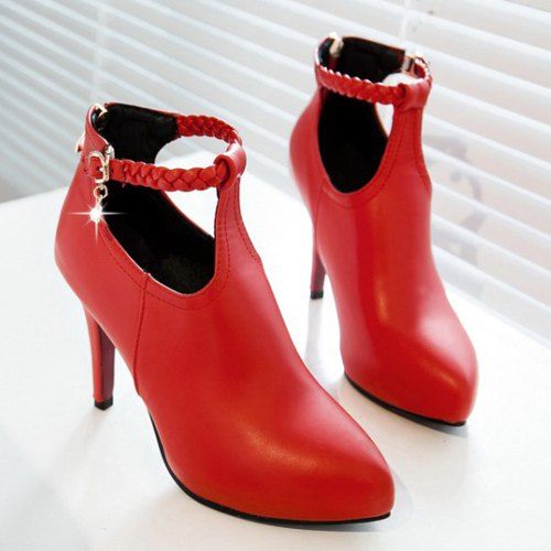 Chic Talon Stiletto et Tissage design Femmes  's Bottines - Rouge 39