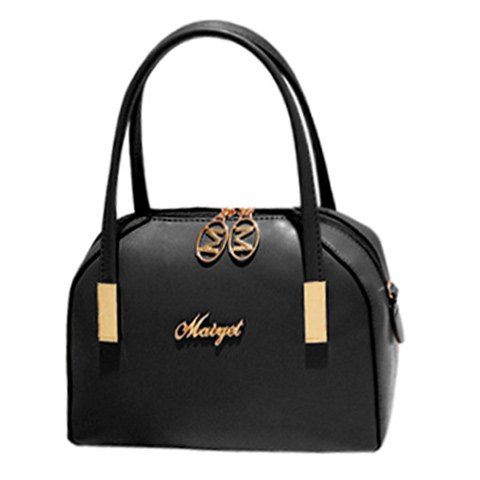 

Fashionable Letter and Metal Design Women's Tote Bag, Black