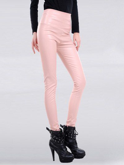 light pink leather pants