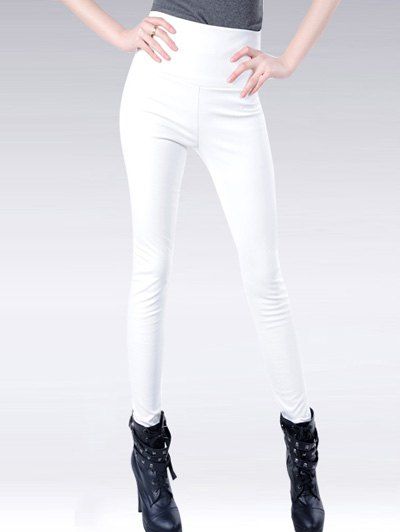 

High Waisted Skinny Faux Leather Pants, White