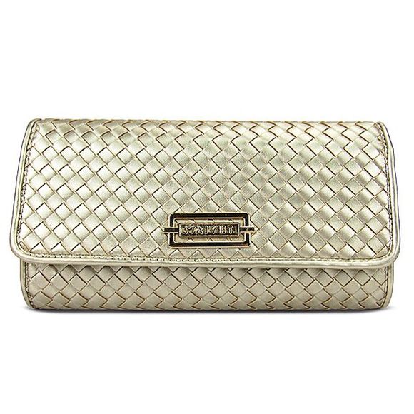 Graceful Woven and Metal Design Women's Clutch Bag - d'or 
