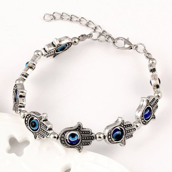 Vintage Perles main Bracelet pour les femmes - Bleu Saphir 