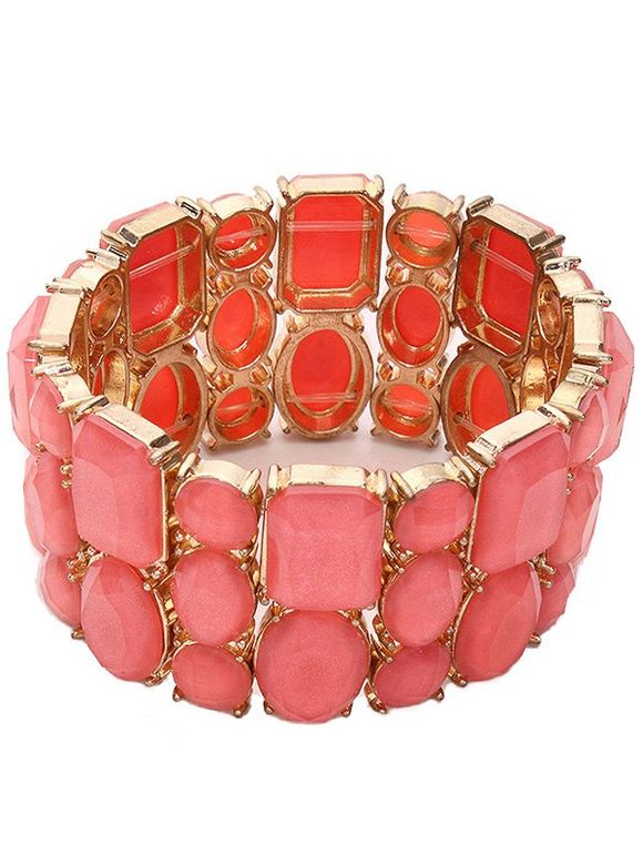 Trendy géométrique résine élastique Faux Gem Bracelet pour les femmes - Orange Rose 