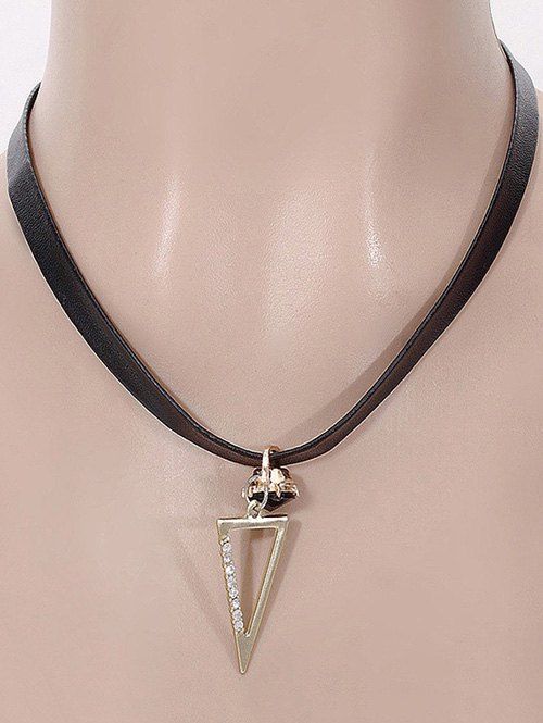 Collier avec pendentif Fashion Style évider strass Triangle pour les femmes - Noir 
