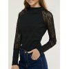 Stylish Raglan Sleeve Lace Top For Women - BLACK ONE SIZE