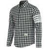 Small Grid Turn-Down Collar Long Sleeve Shirt - BLACK/GREY 3XL