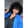 Stylish Medium Afro Curly Side Bang Synthetic Hair Wig For Women - Noir 