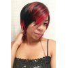 Fluffy Straight Black Red Mixed Stylish Side Bang Synthetic Short Wig For Women - multicolore 