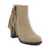 Fringe Trendy et Zip Side design Femmes  's Bottines - Kaki 38