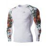 Sport 3D Flower Imprimer manches longues Hommes  's Compression T-shirt - Blanc 2XL