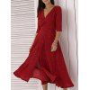 Elégant V Neck Star Print Wrap Dress Midi - Rouge XL