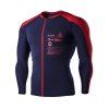 Color Block Letters Print Men's Long Sleeves Cycling Jersey - Rouge 2XL