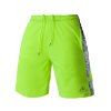 Mesh design Imprimer épissage Men 's  Lacets jambe droite Shorts de sport - Vert Fluorescent 2XL