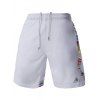 Mesh Design Stripes Spliced Men's Lace-Up Straight Leg Sports Shorts - Blanc 2XL