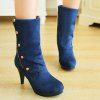 Trendy Rivet and Flock Design Women's Mid-Calf Boots - Bleu 39