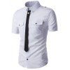 Faux poches emblème cravate Agrémentée Shorts Manches Shirt Men 's - Blanc 2XL