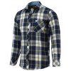 Color Block Tartan Pockets Design Turn-Down Collar Long Sleeve Shirt - Bleu 5XL