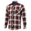Color Block Checked Pockets Design Turn-Down Collar Long Sleeve Shirt - multicolore 5XL