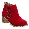 Stylish Metal and Cross Straps Design Women's Ankle Boots - RED 37