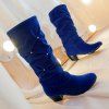 Trendy froncé et strass design Femmes  's Bottes mi-mollet - Bleu 40