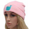 Winter Outdoor Whale Cartoon chaud Broderie Flanging tricoté Beanie - Rose 